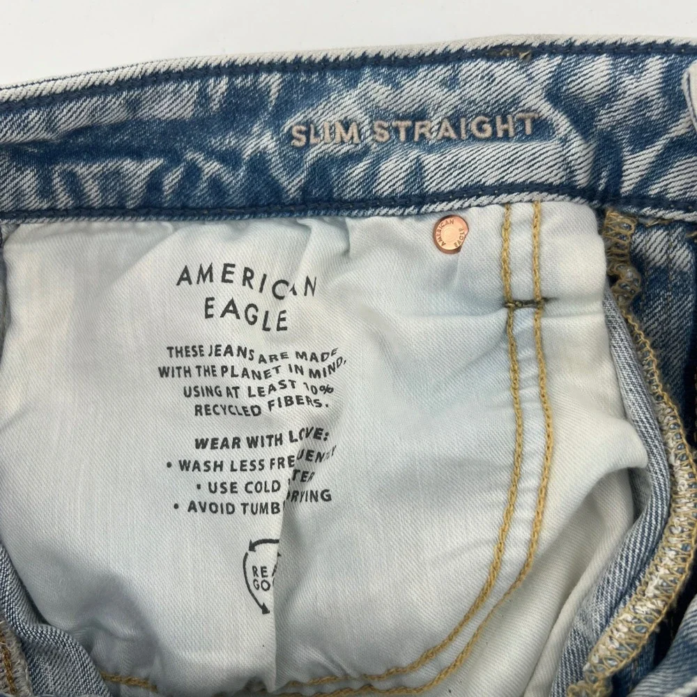 American Eagle Slim Straight Light Wash Denim Jeans Mens 31x32 Stretch Airflex+